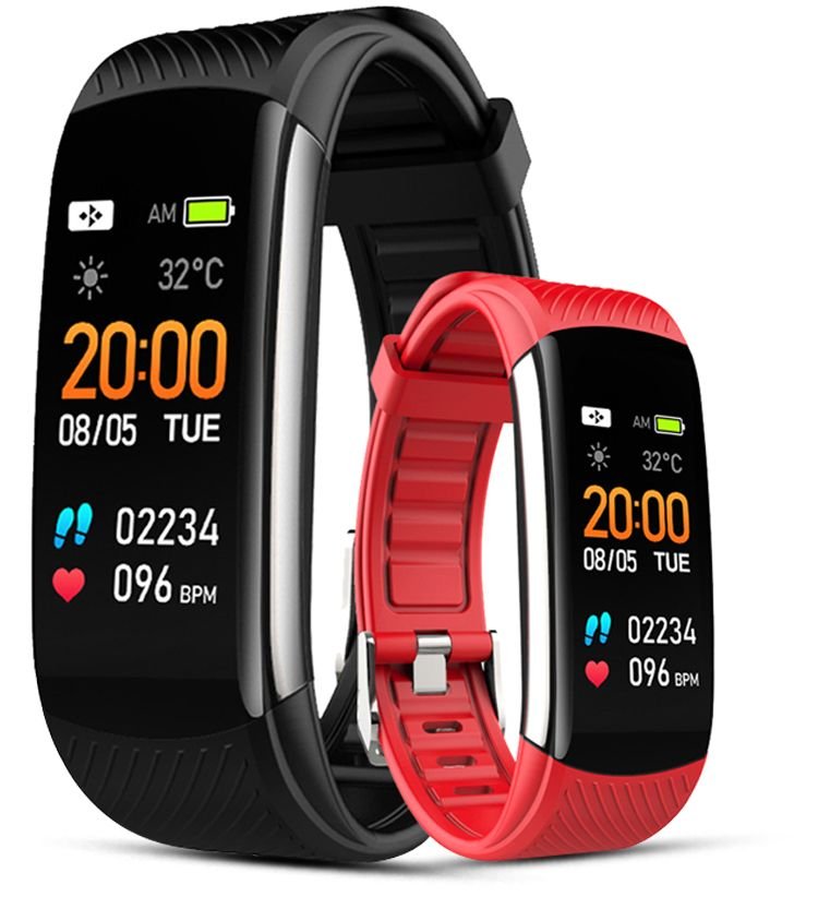 Smartband GIEWONT Fit&GO Duo GW200 - 1 – Black with Extra Alert Red Strap - Afanaya